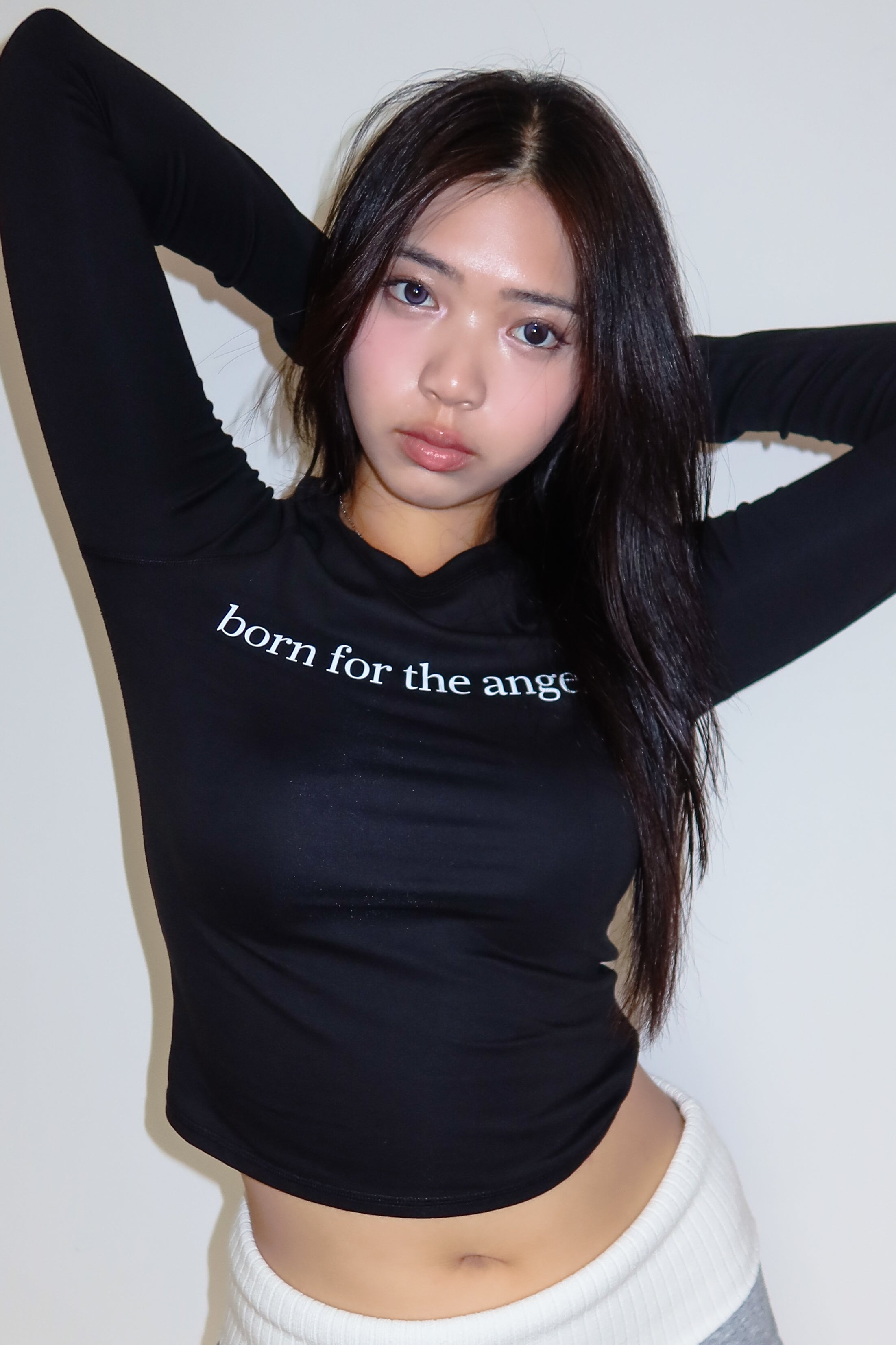 "born for the angels" long-sleeve top