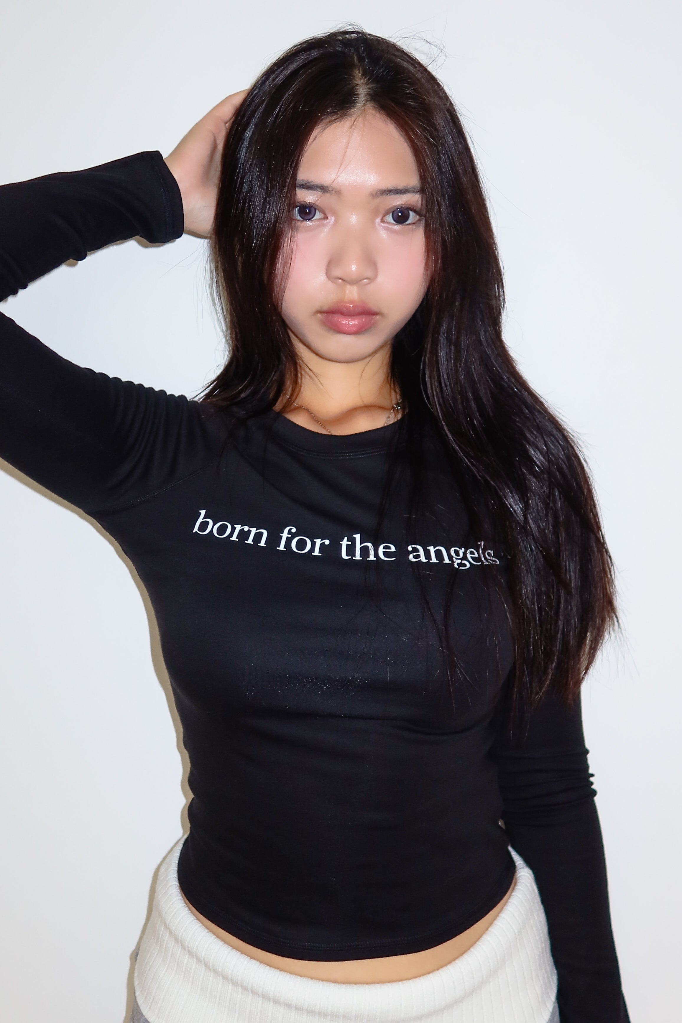 "born for the angels" long-sleeve top